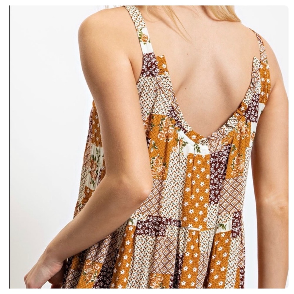 $20 start 195 LAST ONE 💜💜Quilt Style Mix Print Midi Dress - Picture 5 of 5